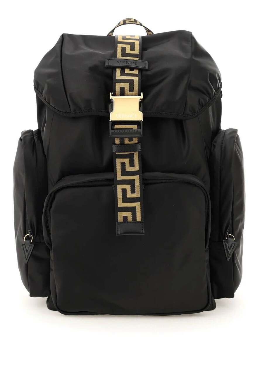 Versace Greca nylon & leather backpack NEW (VS1)